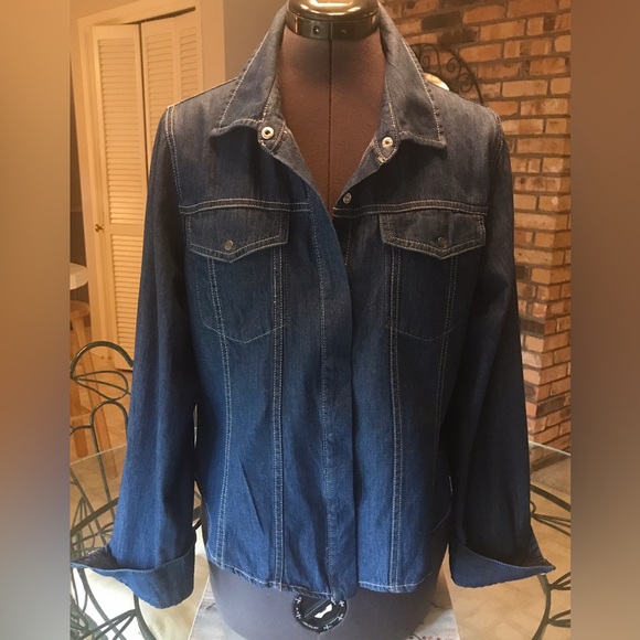 Lone Star Tops - Lone Star Junior Size Large Denim Shirt/Jacket with Hidden Snap-Front Closure.